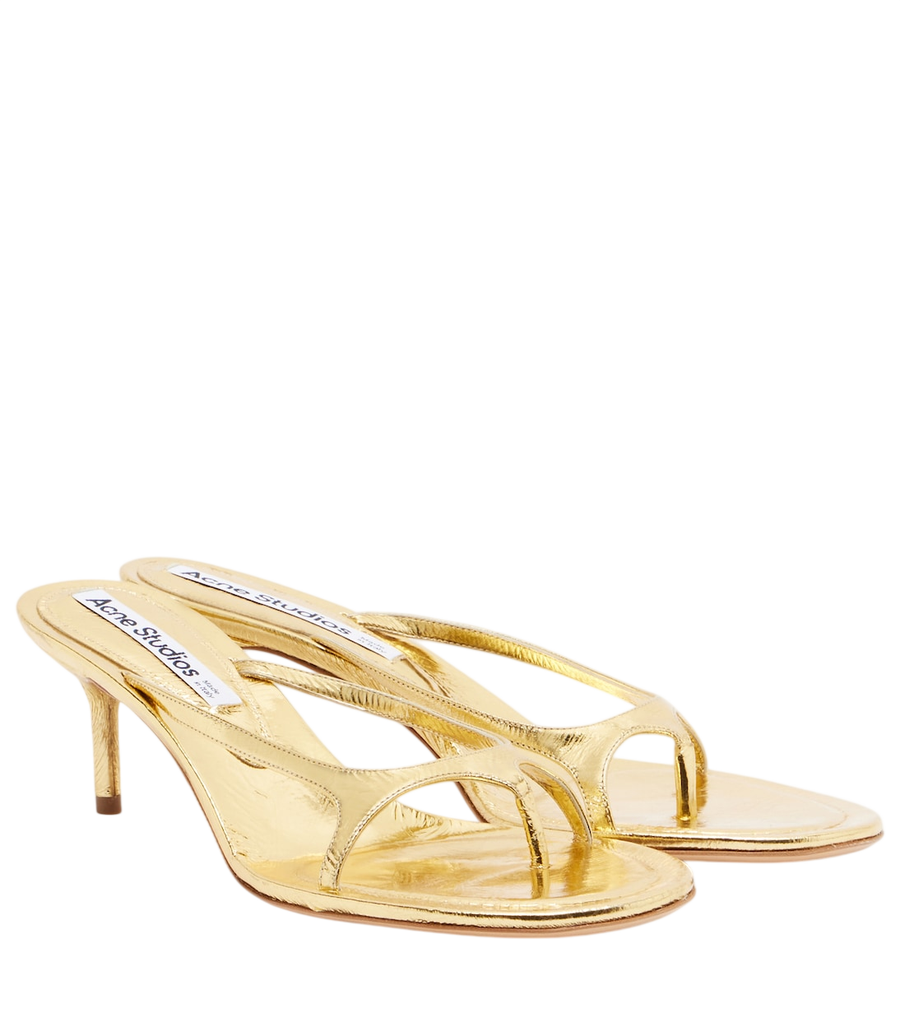 Acne Studios Sandali infradito in pelle metallizzata