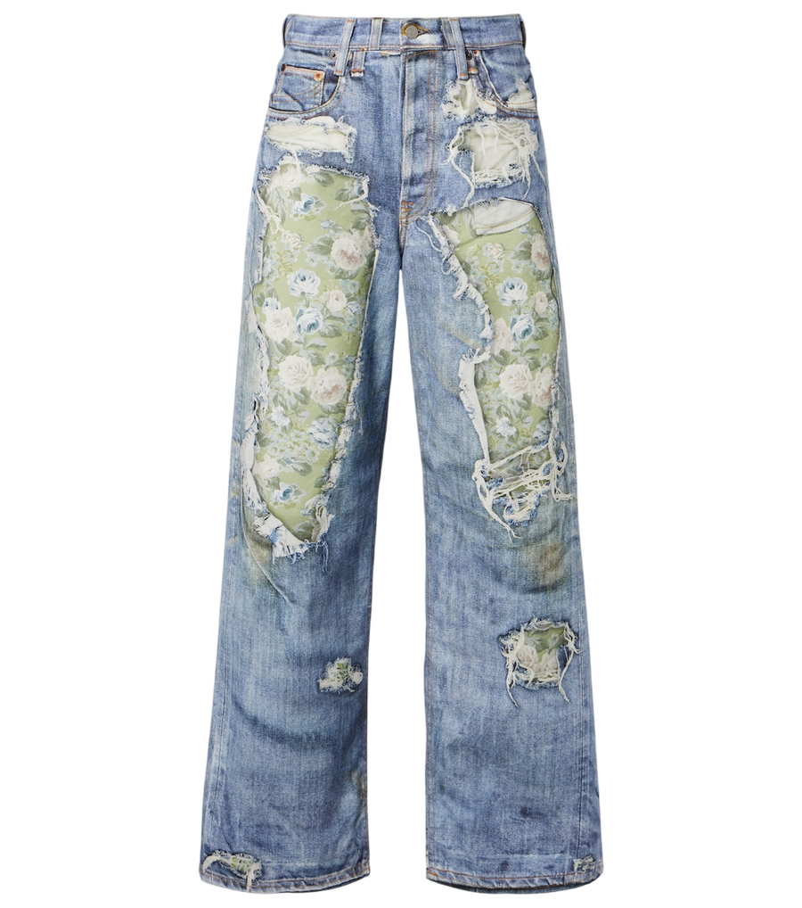 Acne Studios Calça jeans de perna larga estampada