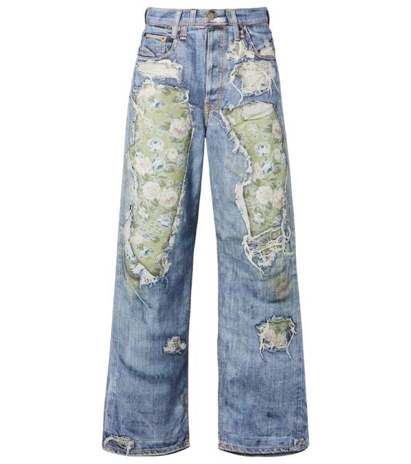 Acne Studios Calça jeans de perna larga estampada