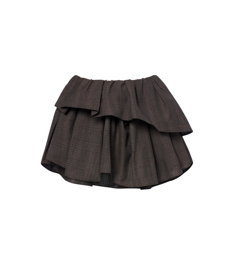 Acne Studios Ruffled checked wool-blend miniskirt