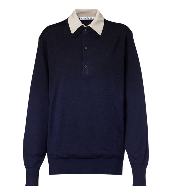 Acne Studios Silk, wool, and cashmere polo sweater