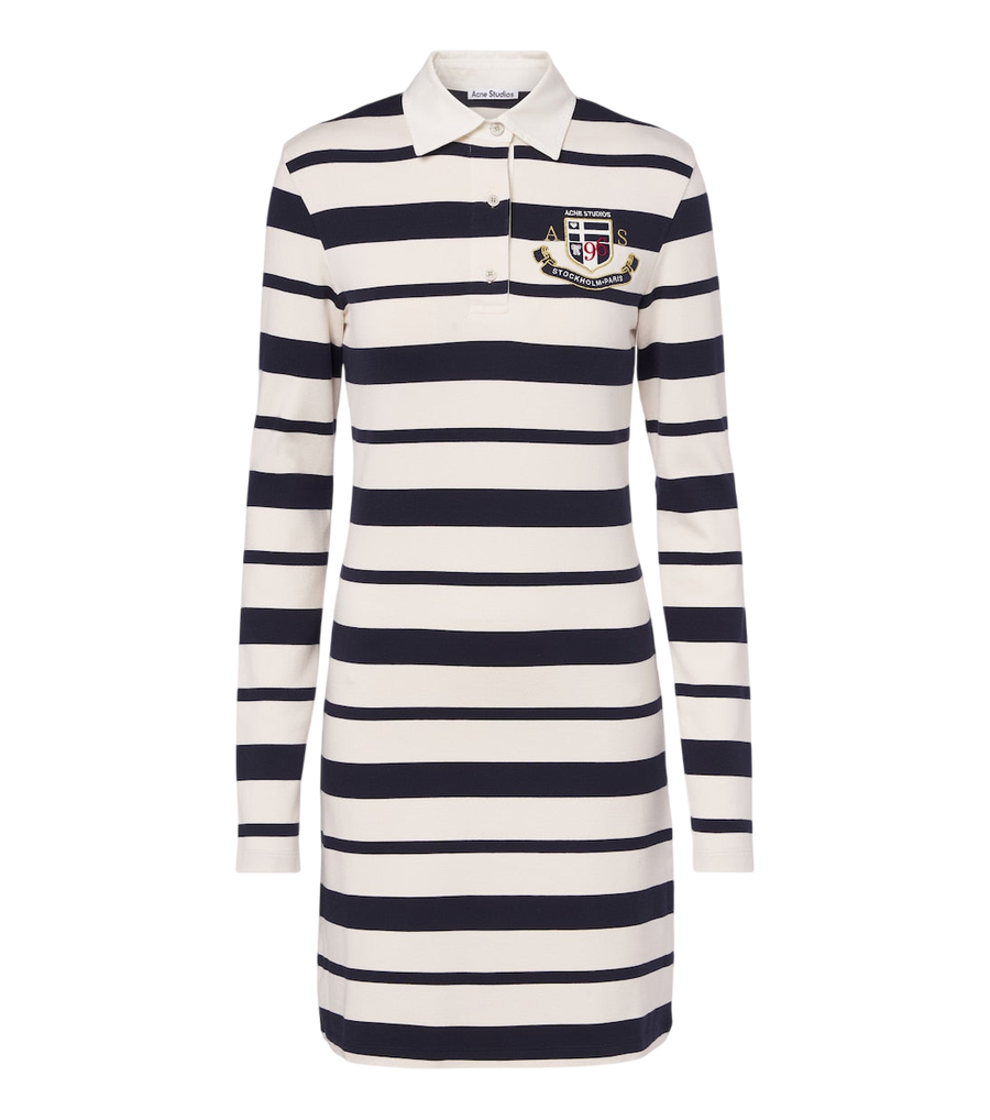 Acne Studios Striped cotton-blend jersey polo dress