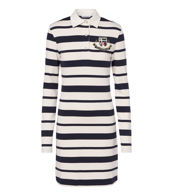 Acne Studios Striped cotton-blend jersey polo dress