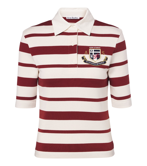 Acne Studios Polo a righe in jersey di misto cotone