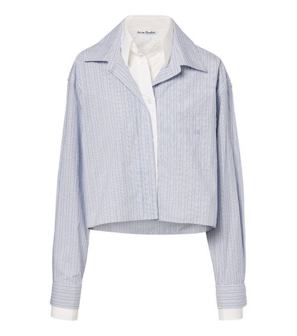 Acne Studios Camicia corta a righe in popeline di cotone