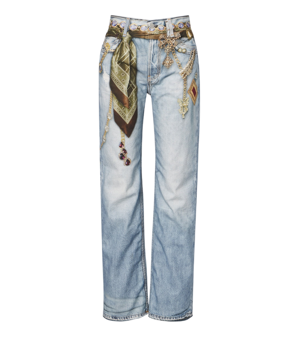 Acne Studios Jeans a gamba larga con stampa trompe l’oeil