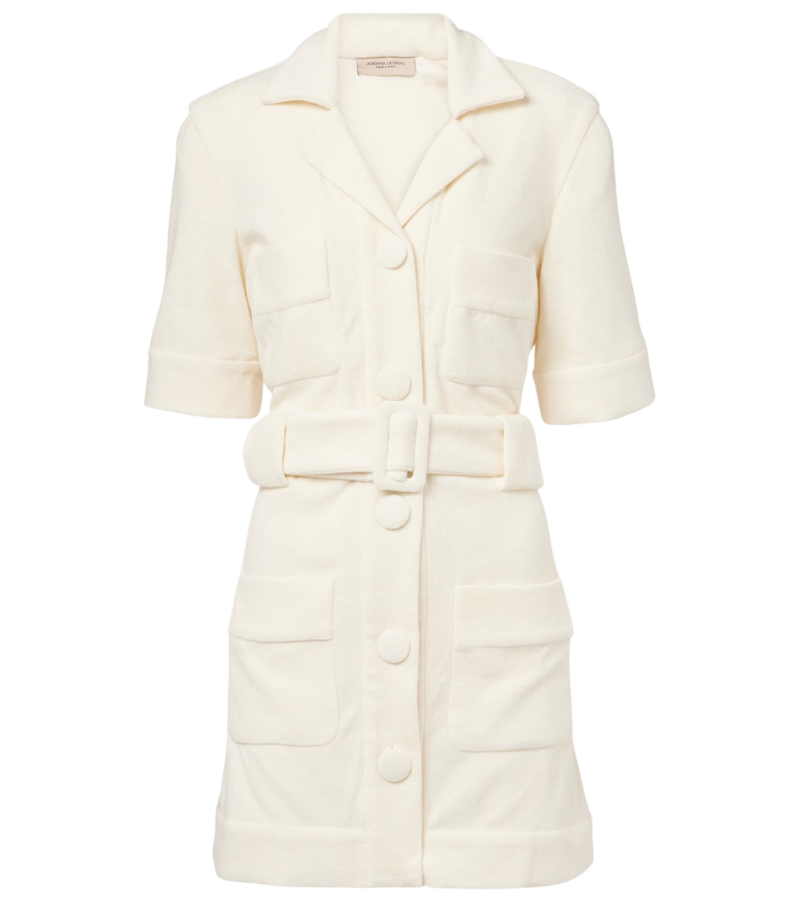 Adriana Degreas Belted cotton-blend terry minidress