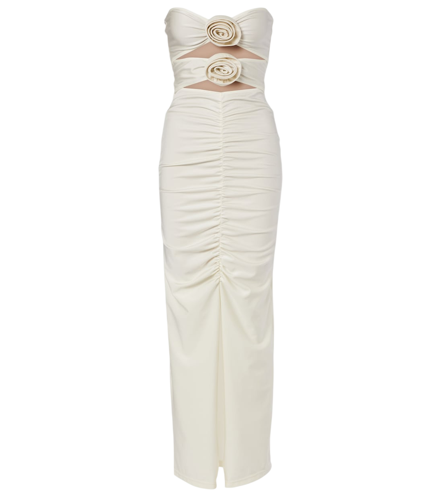 Adriana Degreas Cutout floral-appliqué ruched maxi dress