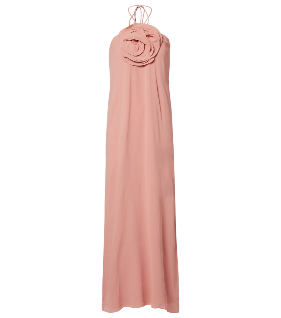 Adriana Degreas Floral-appliqué halterneck maxi dress