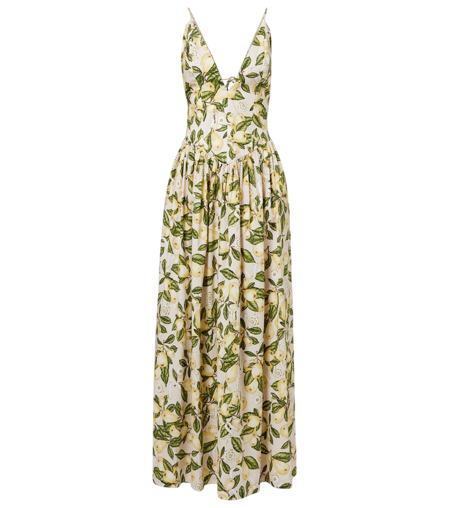 Robe longue imprimée en coton mélangé Adriana Degreas