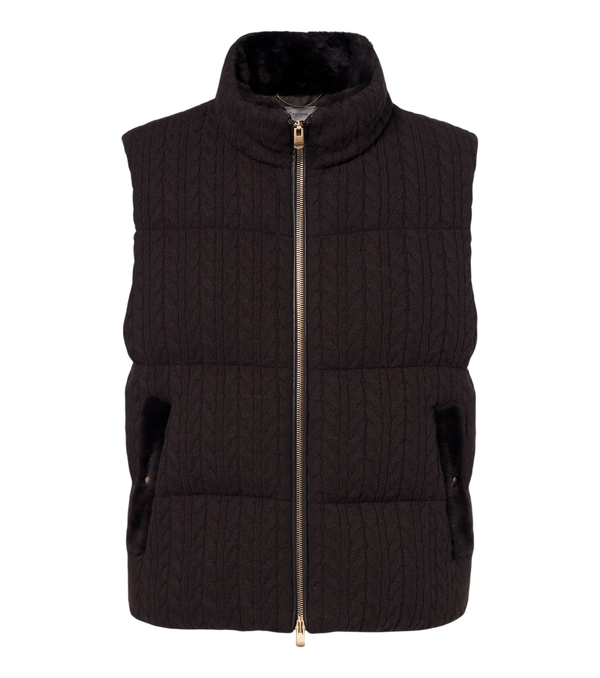 Agnona Cable-knit cashmere puffer vest