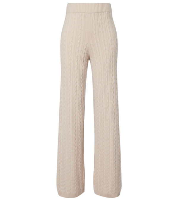 Agnona Cable-knit cashmere wide-leg pants