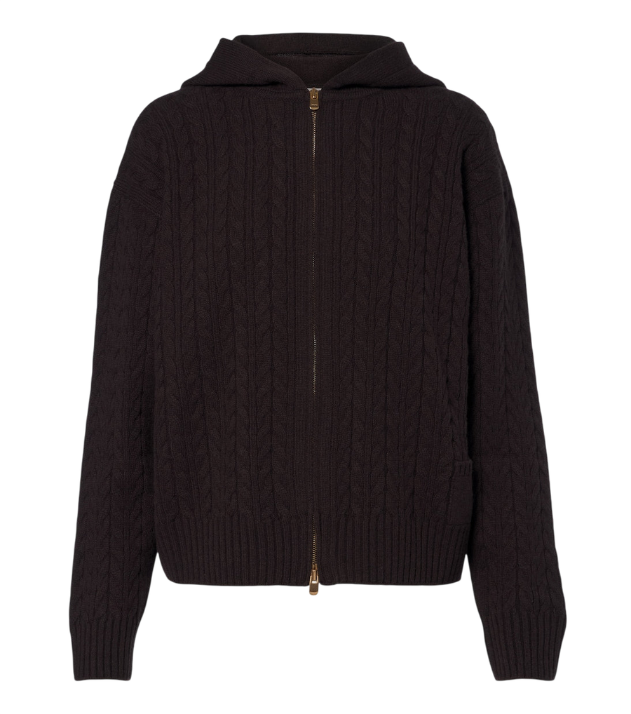 Agnona Cable-knit cashmere zip-up hoodie