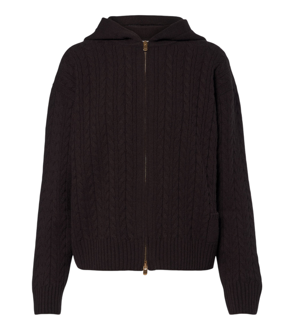 Agnona Cable-knit cashmere zip-up hoodie