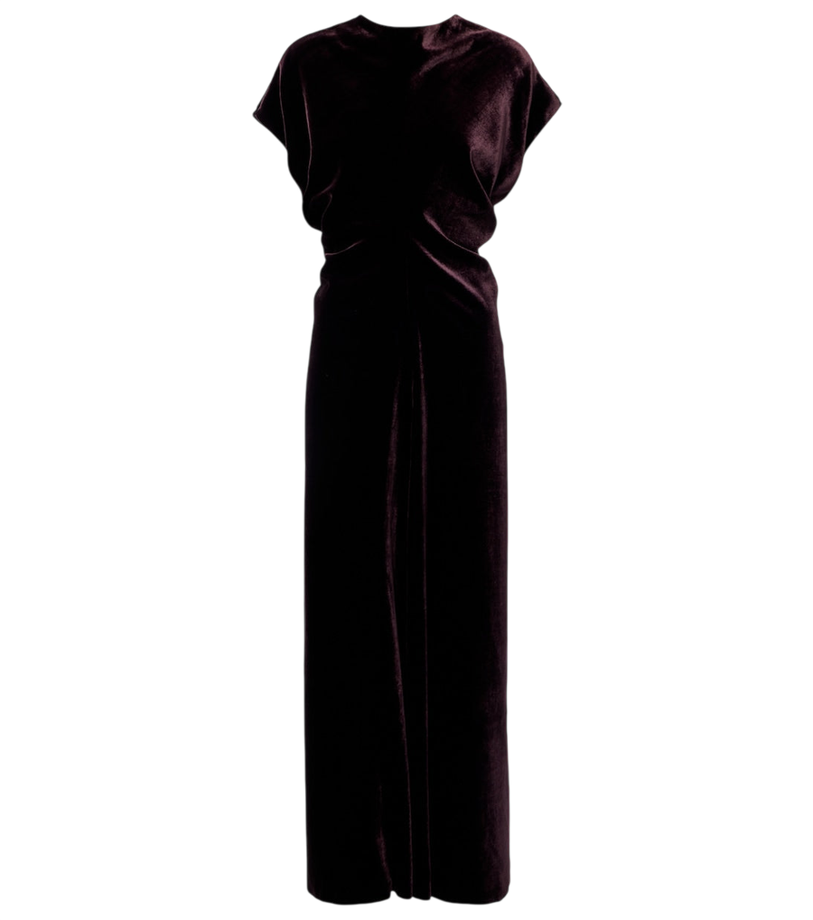 Agnona Gathered velvet midi dress