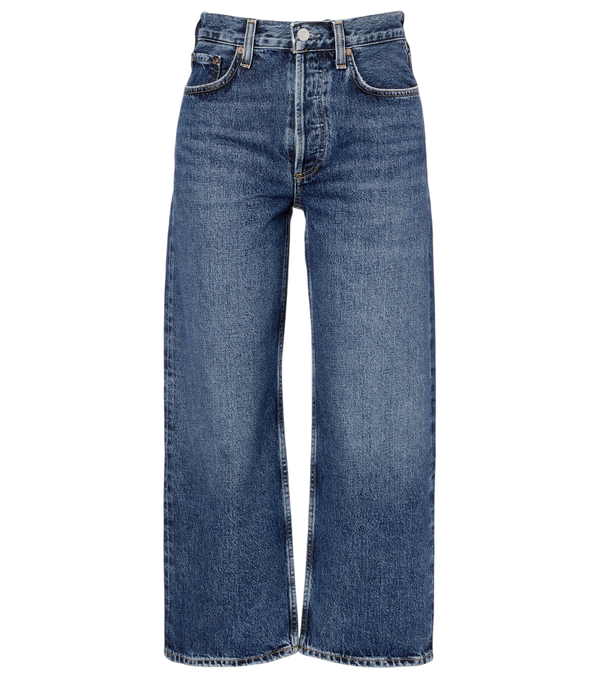 Jeans de tiro medio y pierna ancha modelo Arc cropped de Agolde