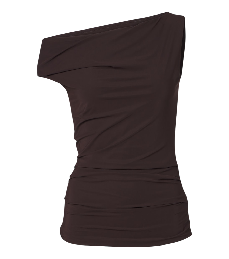 Agolde Carlin asymmetric draped jersey top