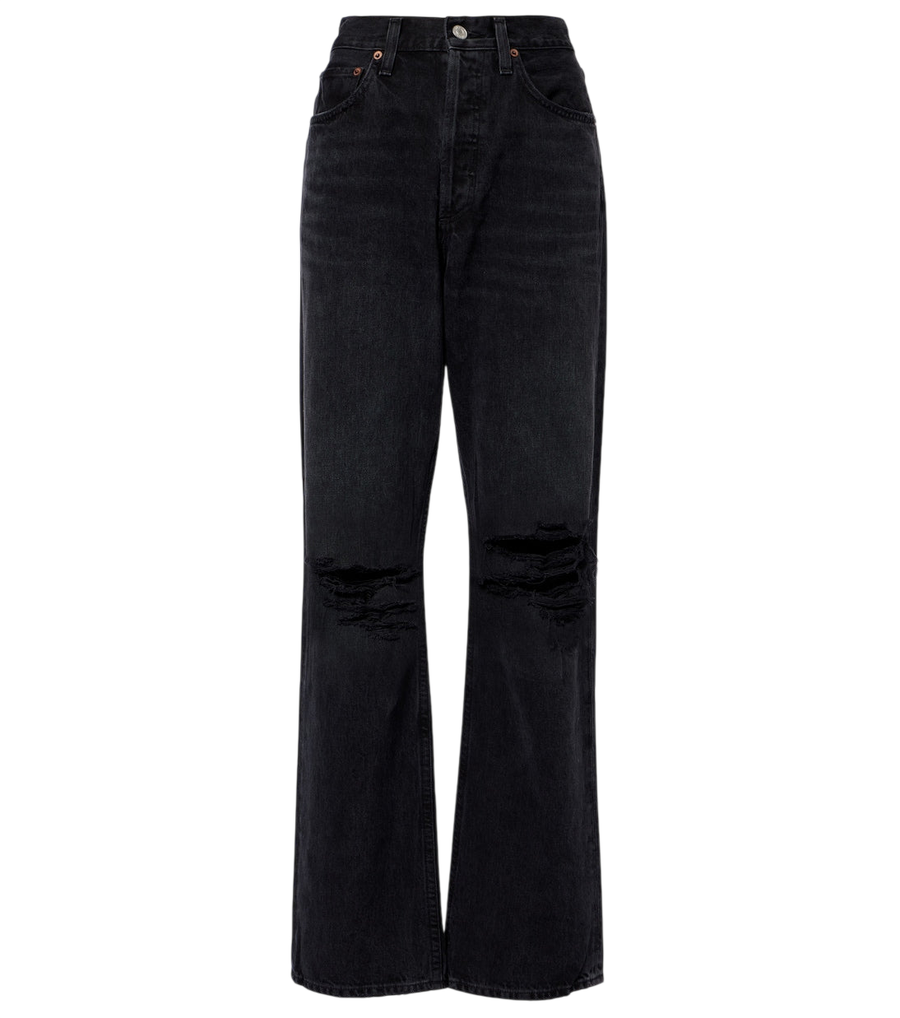 Jean droit taille haute à effet usé Kelly d'Agolde