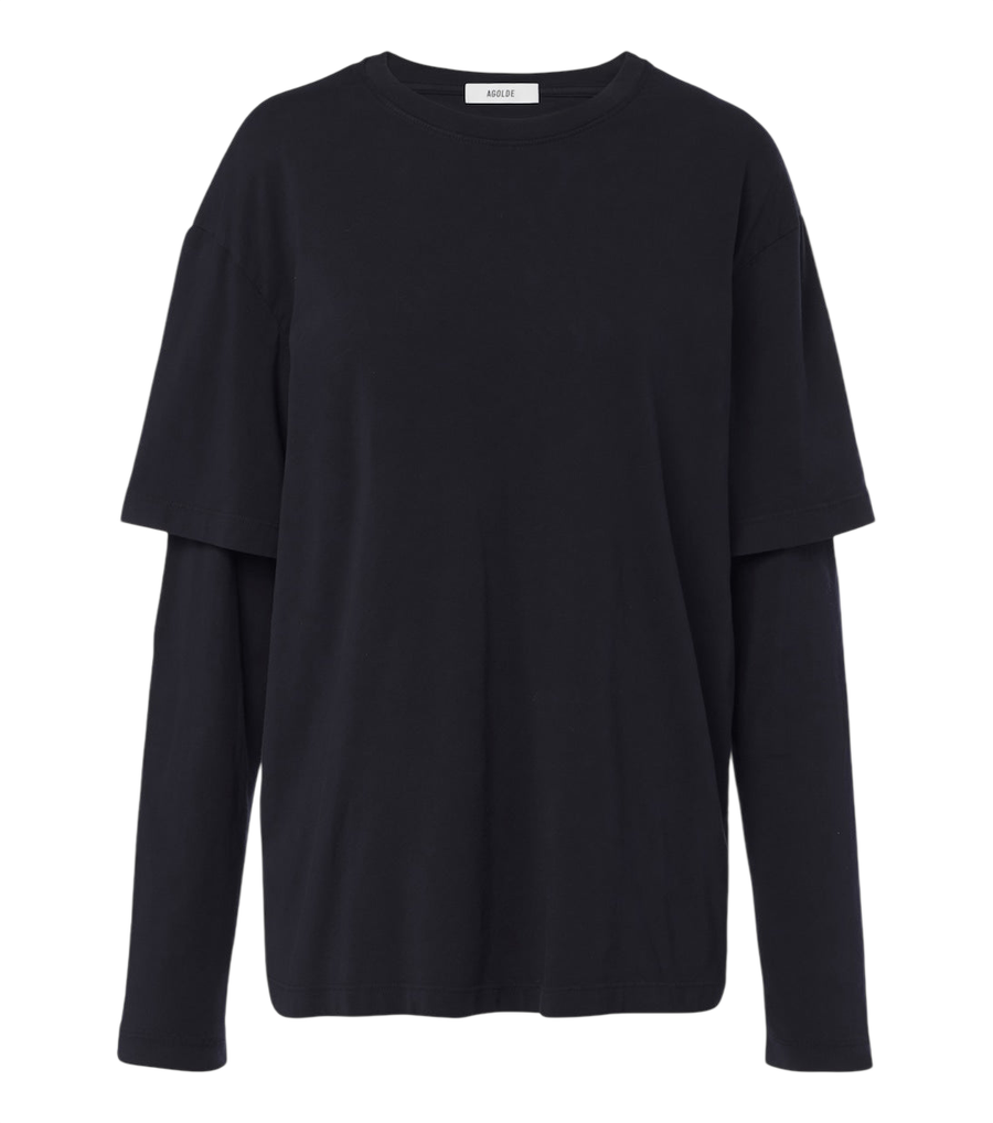 Agolde Lois layered cotton jersey T-shirt