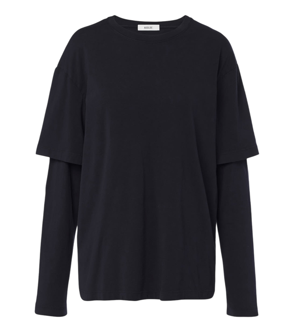 Agolde Lois layered cotton jersey T-shirt