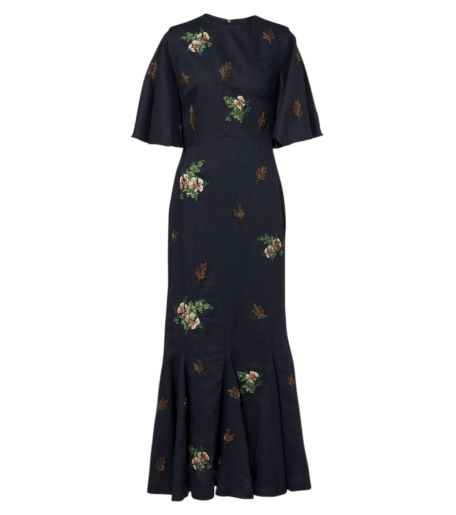 Agua by Agua Bendita Vestido comprido Ave Anhelo em linho floral