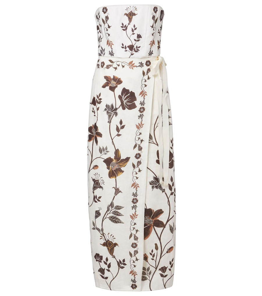 Agua by Agua Bendita Cinefila floral linen bustier dress