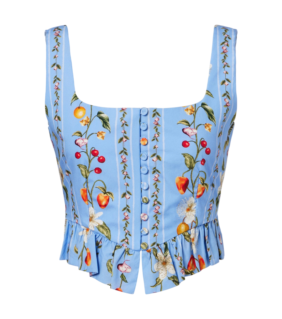 Agua by Agua Bendita Eslabón printed cotton bustier top