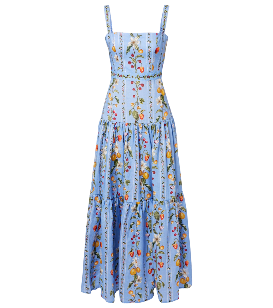 Agua by Agua Bendita Vestido comprido Lima em linho estampado