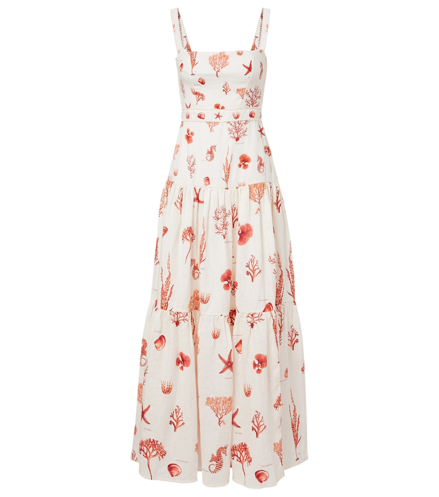 Robe longue en lin imprimé Agua by Agua Bendita Lima