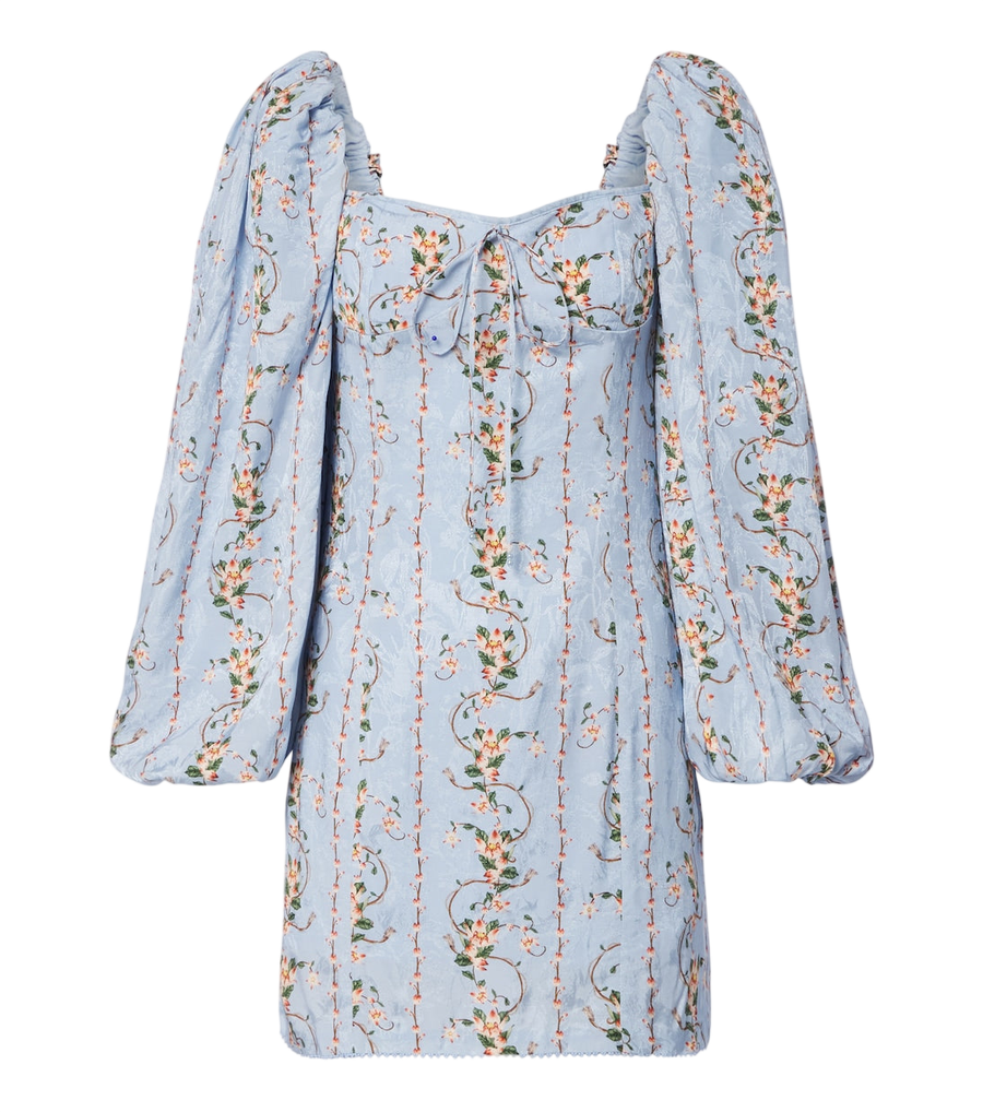 Minivestido floral con mangas abullonadas Lorena de Agua by Agua Bendita