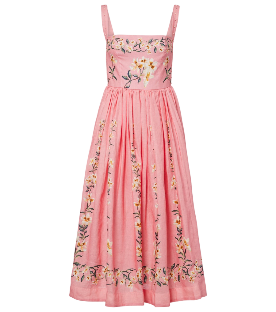 Agua by Agua Bendita Vestido midi Mielero Promesa em linho floral