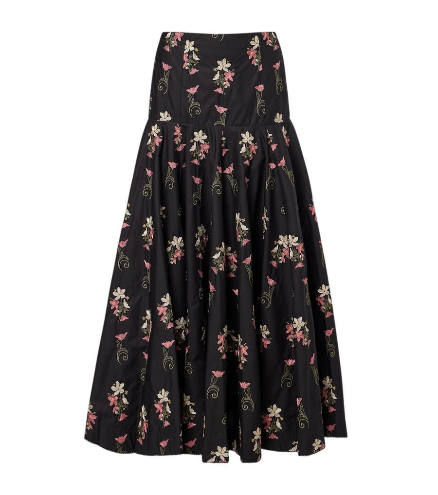 Agua by Agua Bendita Nacar embroidered cotton poplin maxi skirt