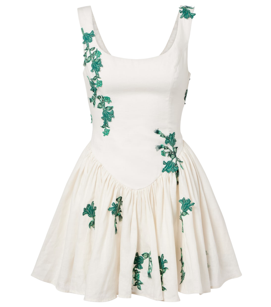 Agua by Agua Bendita Pluma embroidered cotton minidress