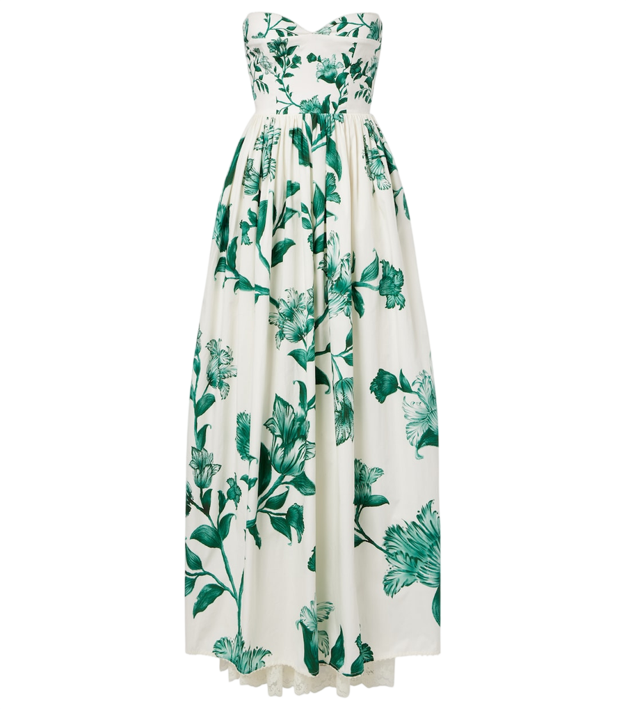 Agua by Agua Bendita Tonia floral lace-trimmed cotton maxi dress