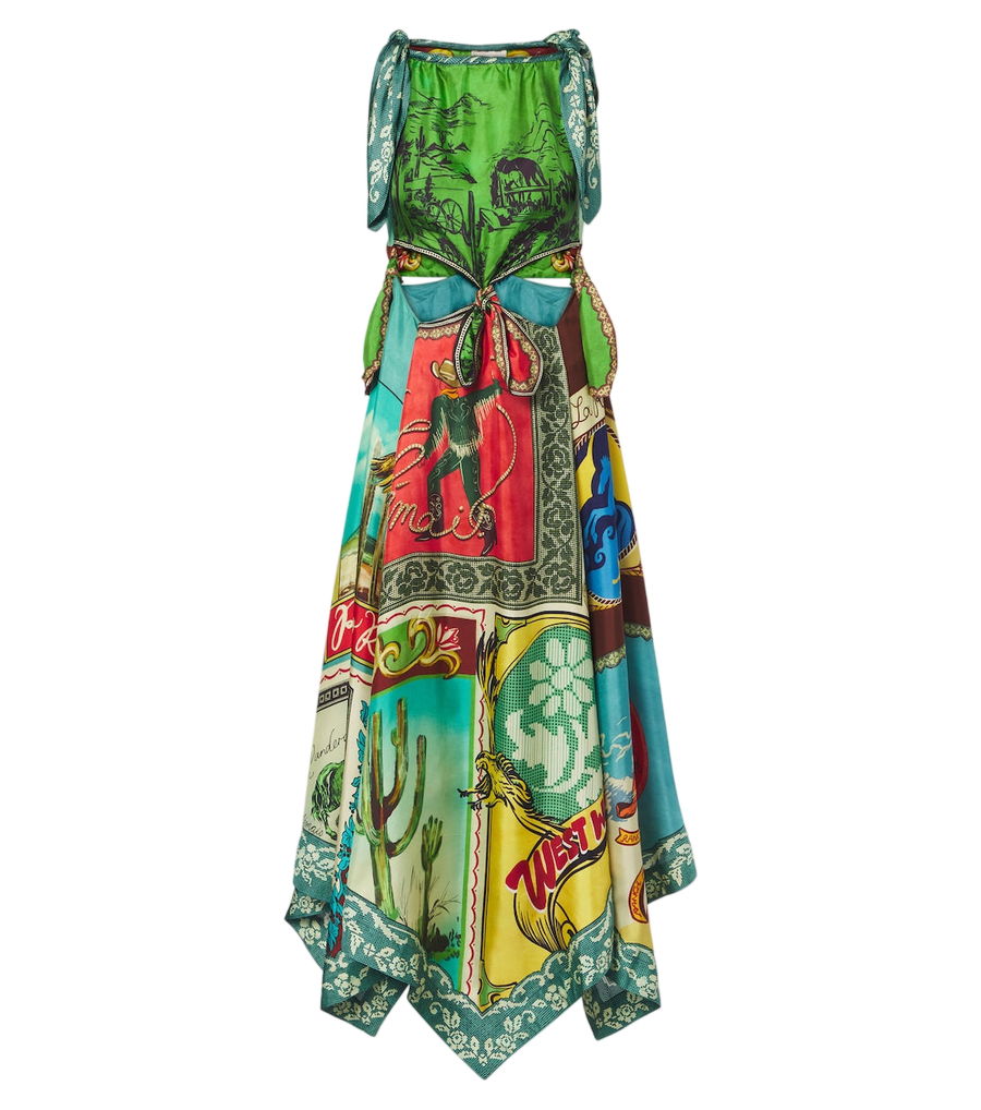 Alémais Ace cutout printed silk midi dress