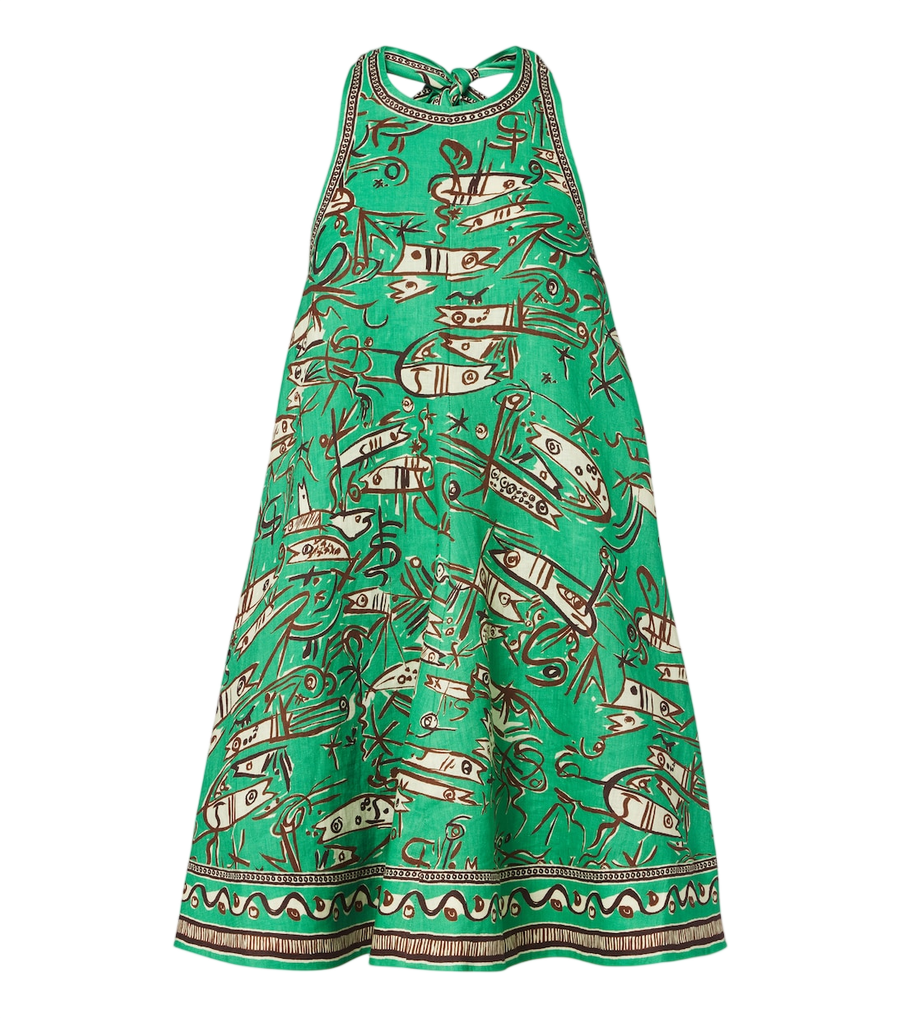 Alémais Fish Sticks printed linen minidress