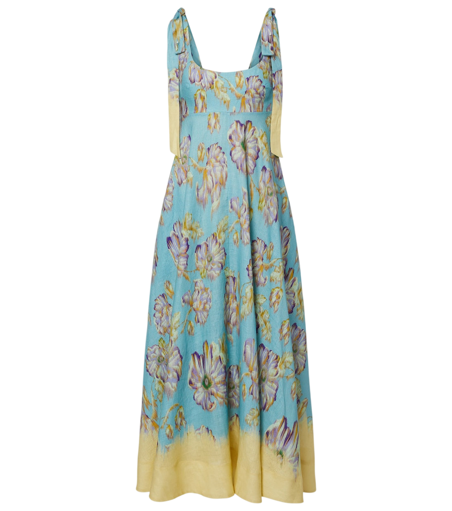 Robe midi en lin à fleurs Jerry d'Alémais