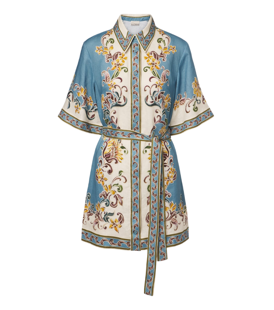 Alémais Joan belted printed linen shirt dress