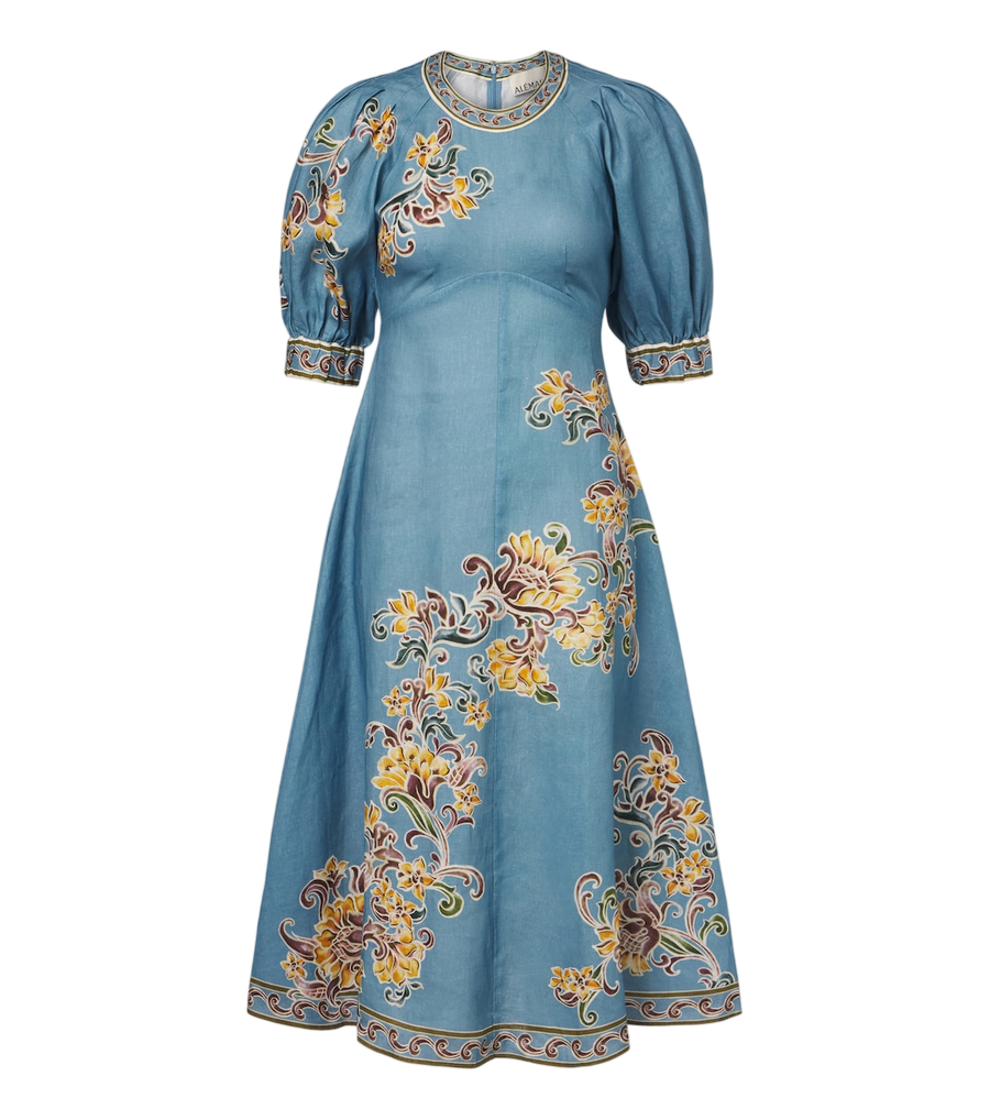 Alémais Joan floral linen midi dress