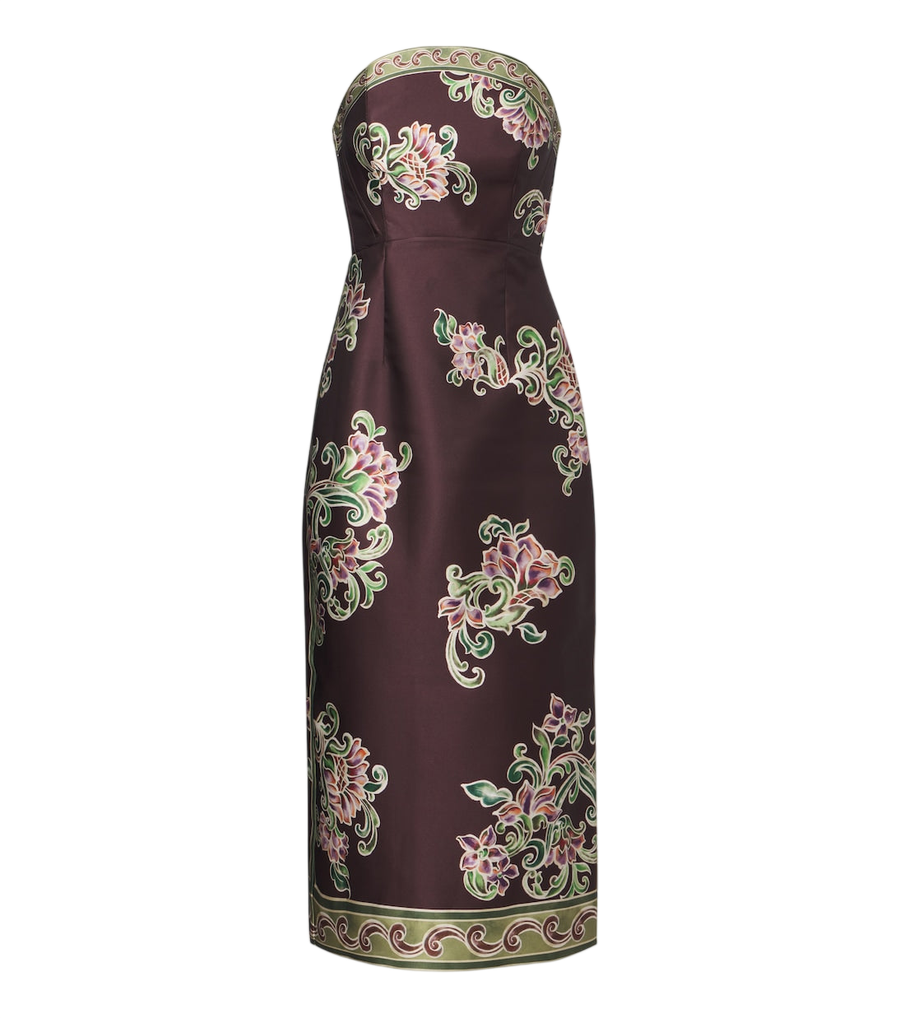 Vestido bustier sin tirantes con estampado floral Josie de Alémais