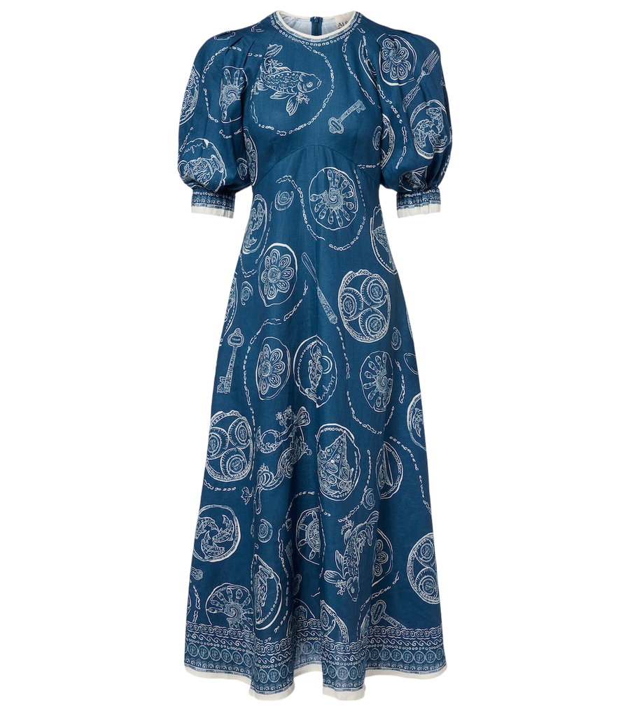 Robe midi en lin imprimé Alémais Lucky