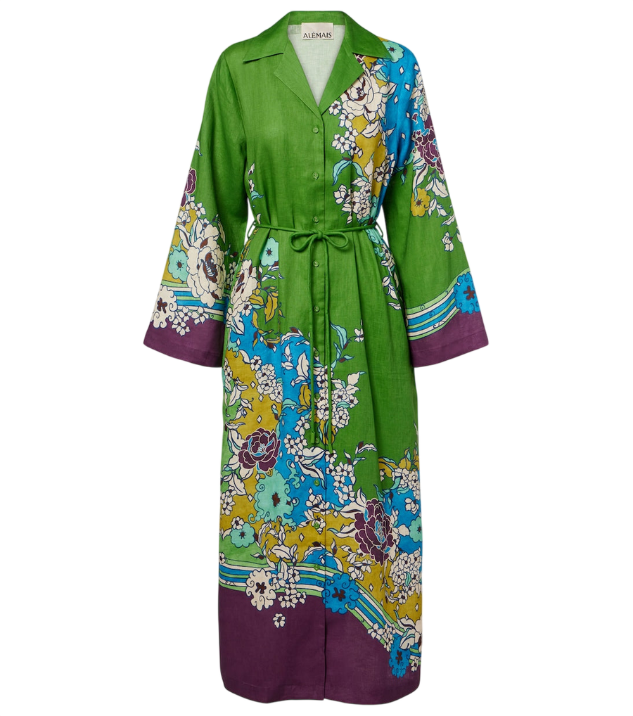 Robe chemise en lin imprimé Nanci Alémais