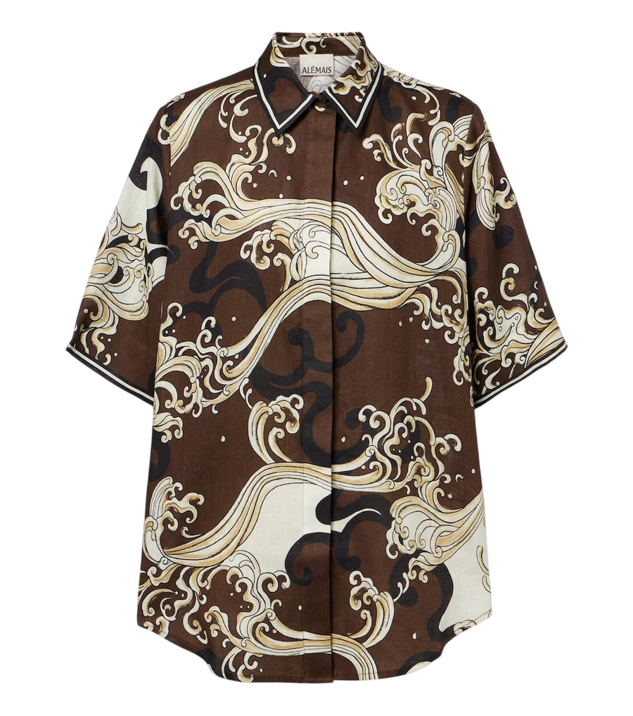 Camisa oversize estampada de lino Otis de Alémais