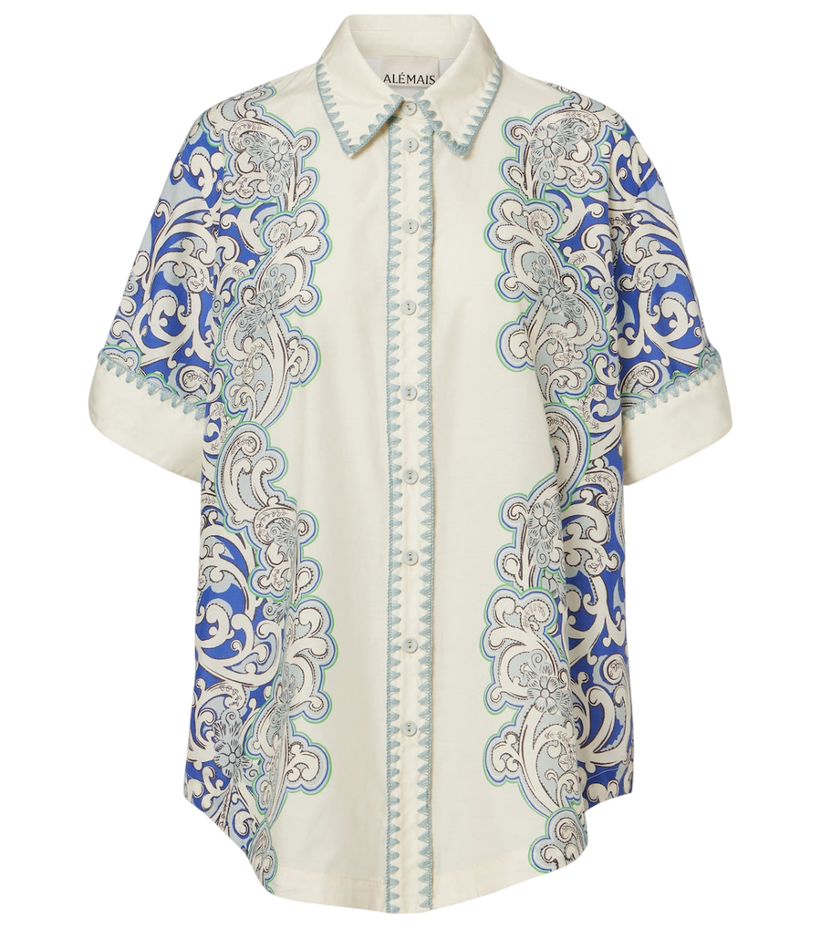Chemise Alémais en coton et soie imprimés