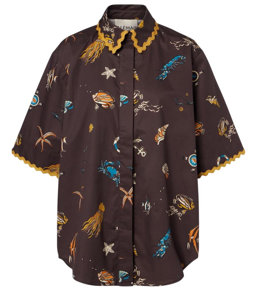 Chemise de bowling en coton imprimé Alémais