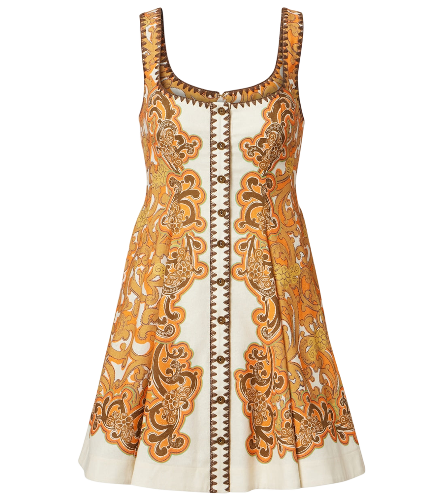 Alémais Printed linen and cotton minidress