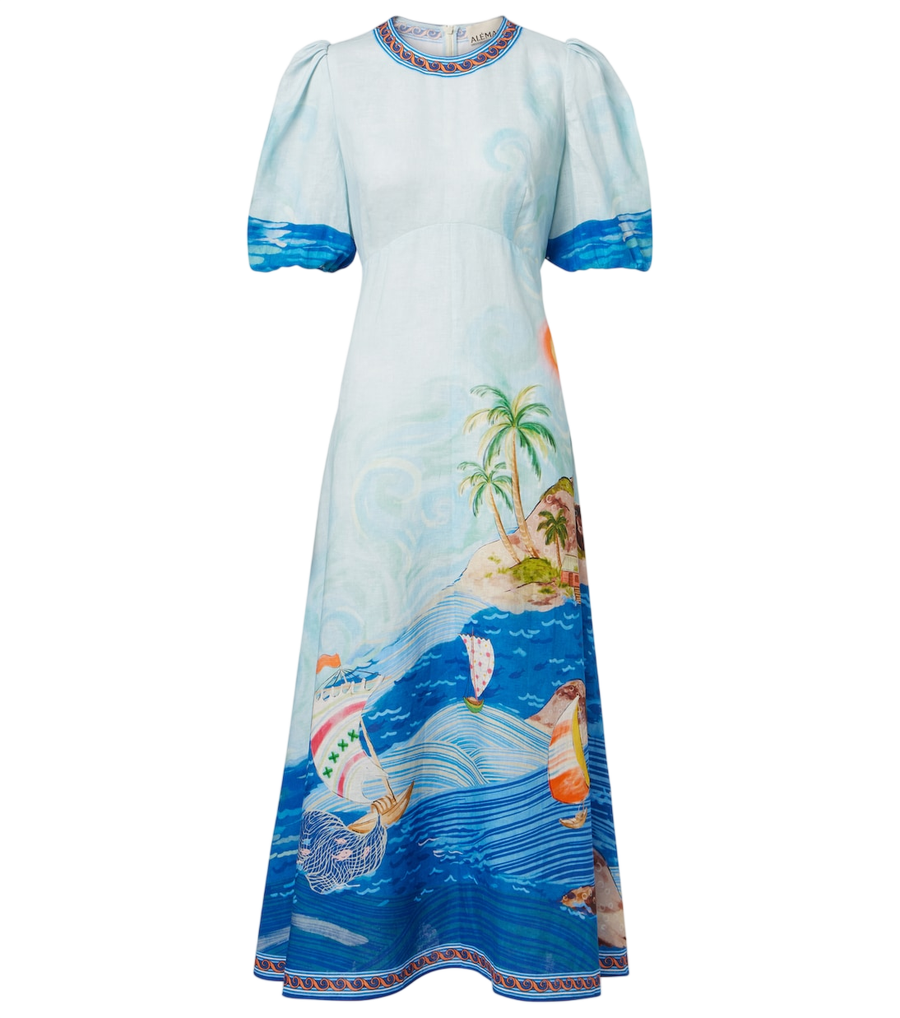 Alémais Printed linen midi dress