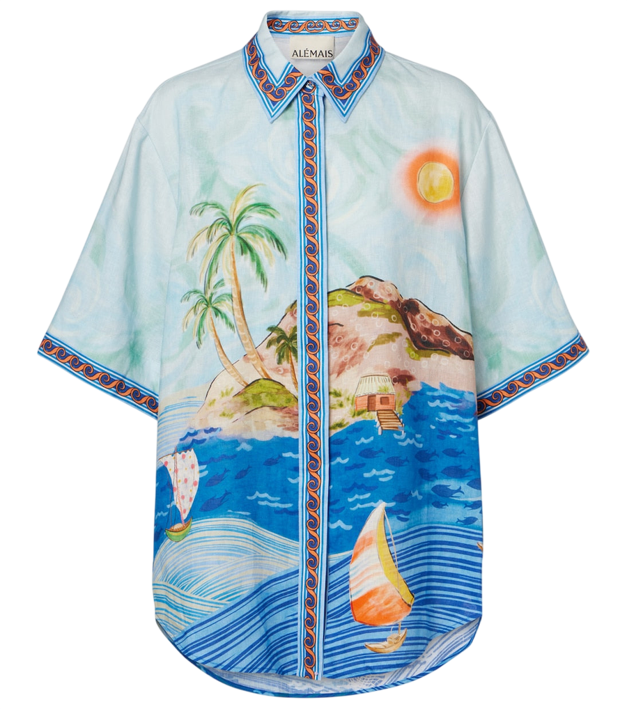 Chemise en lin imprimée Alémais