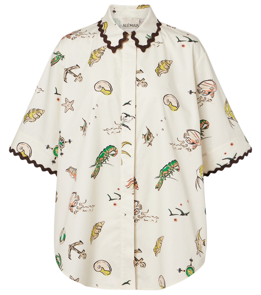 Chemise oversize imprimée en coton Alémais
