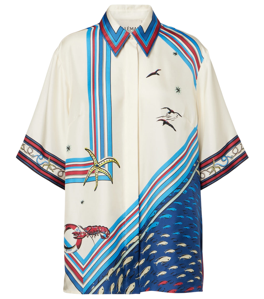 Chemise en satin de soie imprimé Alémais
